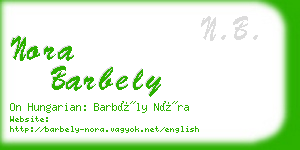 nora barbely business card